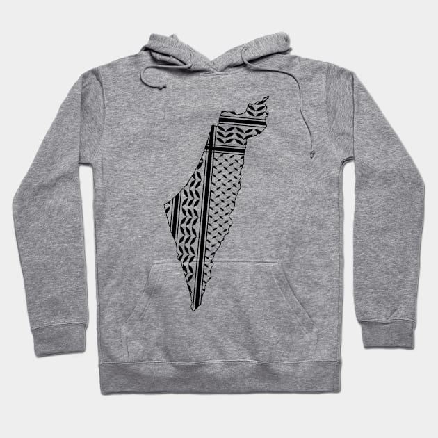 Palestine Map With Keffiyeh Pattern Design symbol of Resistance and Freedom Hoodie by BluedarkArt